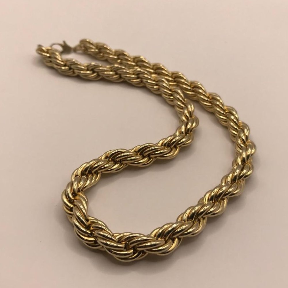 Thick Gold-Tone Rope Twist Chain Necklace - Picture 4 of 8